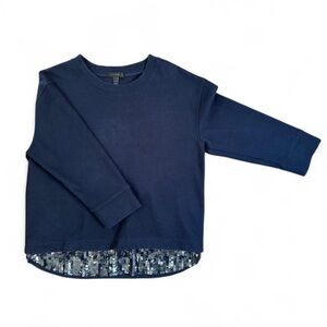 J.Crew navy blue sequin-trim pullover sweatshirt with a 3/4 sleeve Size medium
